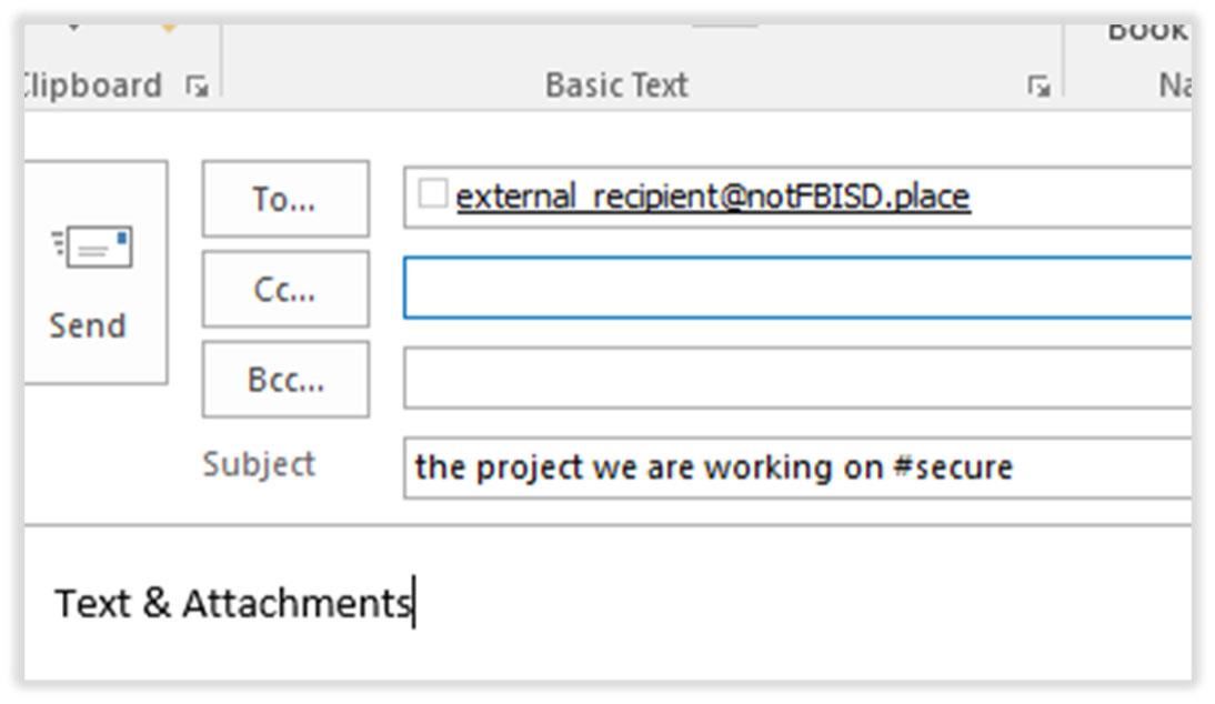 #Secure in the Subject Line of a secure email 